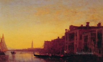 大運河ヴェネツィアのボート バルビゾン フェリックス ジエム Oil Paintings